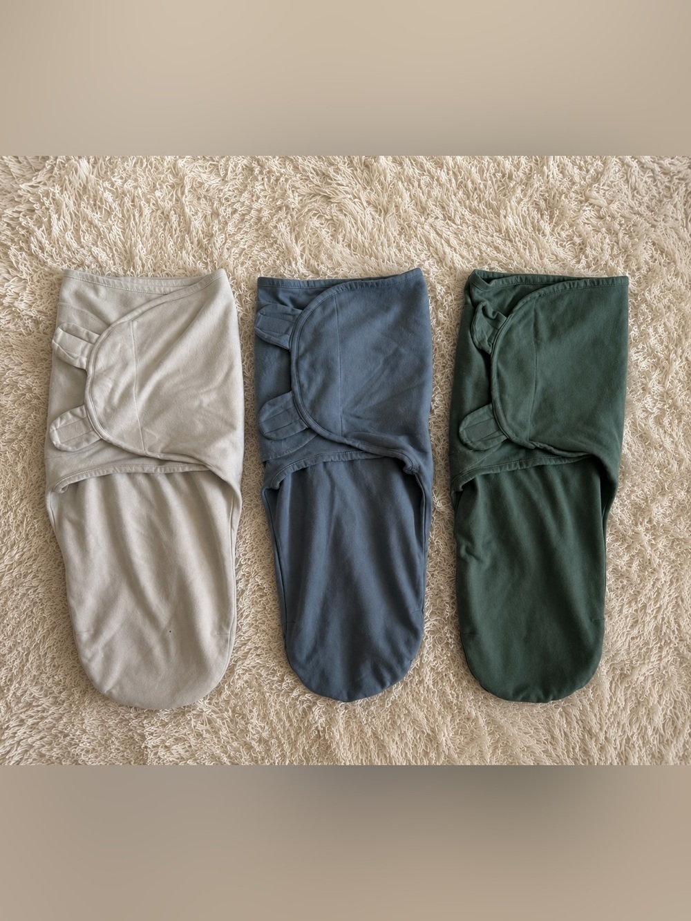 ComfyCubs Baby Swaddle Sack Set — Cream, Dusty Blue, Olive Green